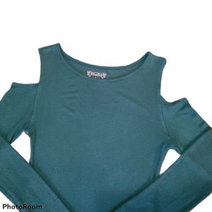 Mudd Cold Shoulder Long Sleeve Shirt Green L